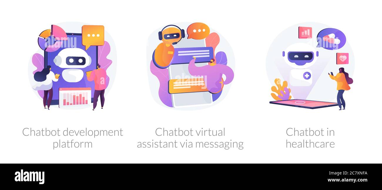 Metafora del concetto vettoriale di chatbot Assistant. Illustrazione Vettoriale