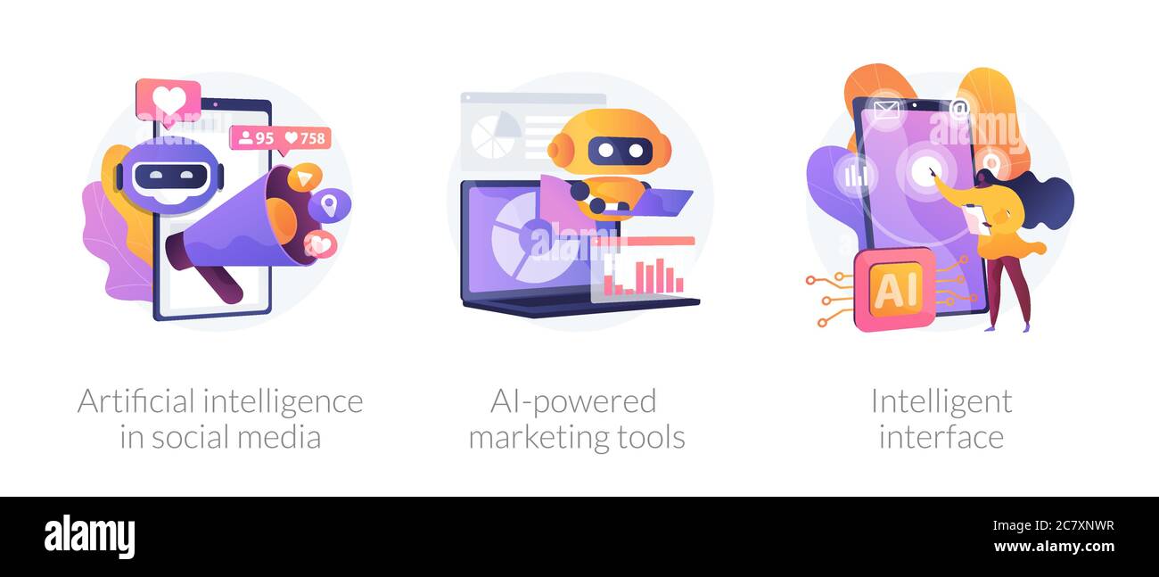Intelligenza artificiale nelle metafore di concetto vettoriali di affari. Illustrazione Vettoriale
