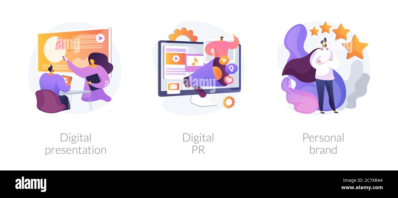 Metafore di concetto vettoriale di comunicazione digitale. Illustrazione Vettoriale