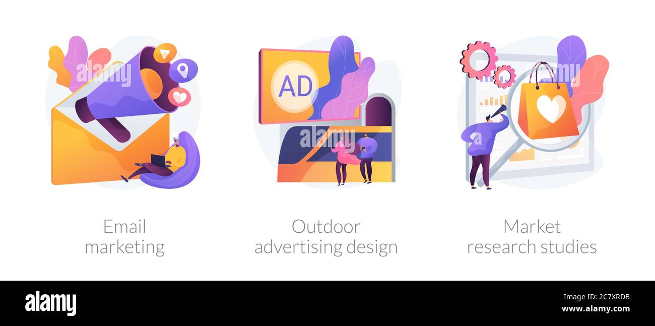 Illustrazioni vettoriali astratte di concetto della campagna di marketing del prodotto. Illustrazione Vettoriale