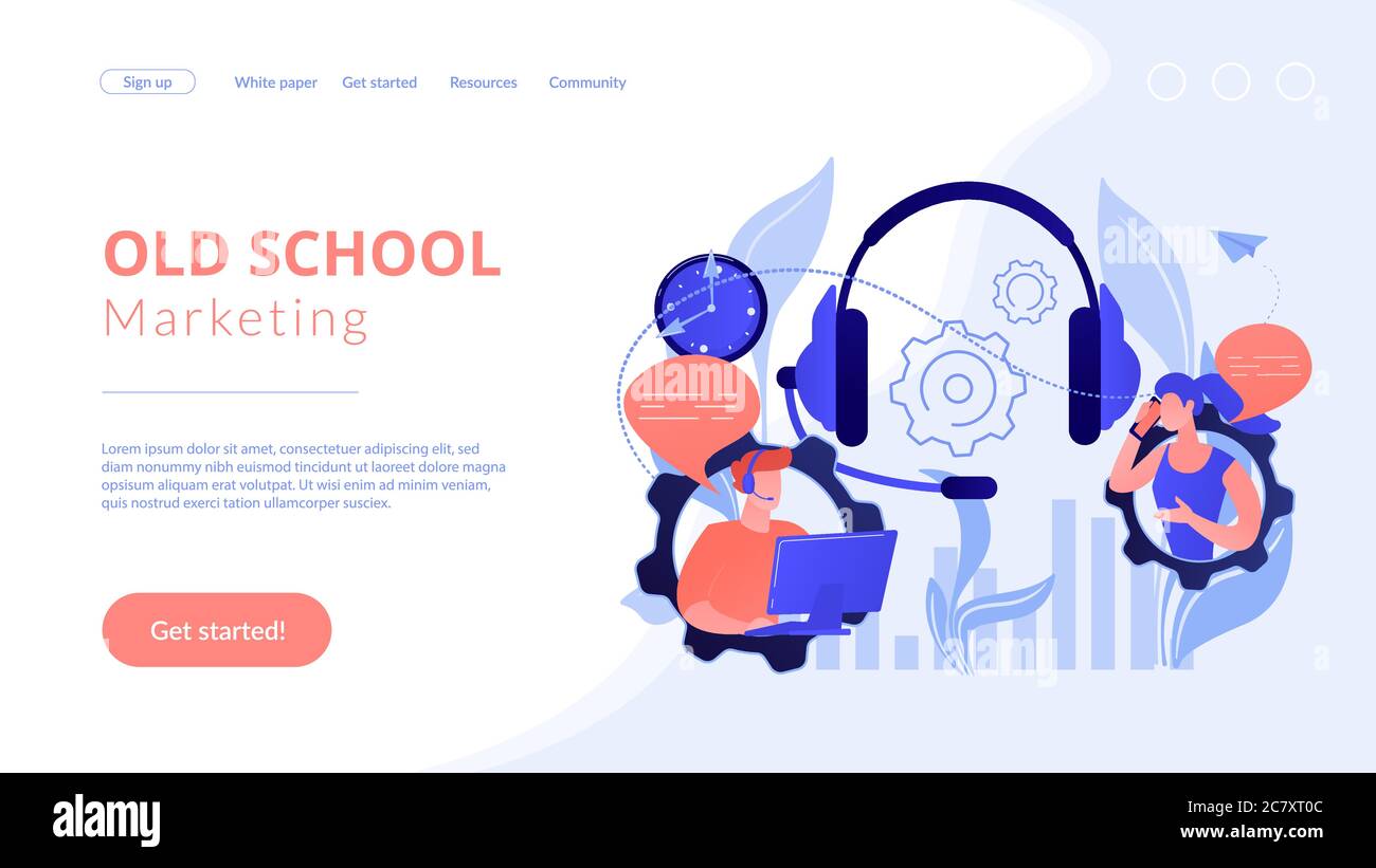 Pagina di destinazione del concetto di chiamata a freddo. Illustrazione Vettoriale