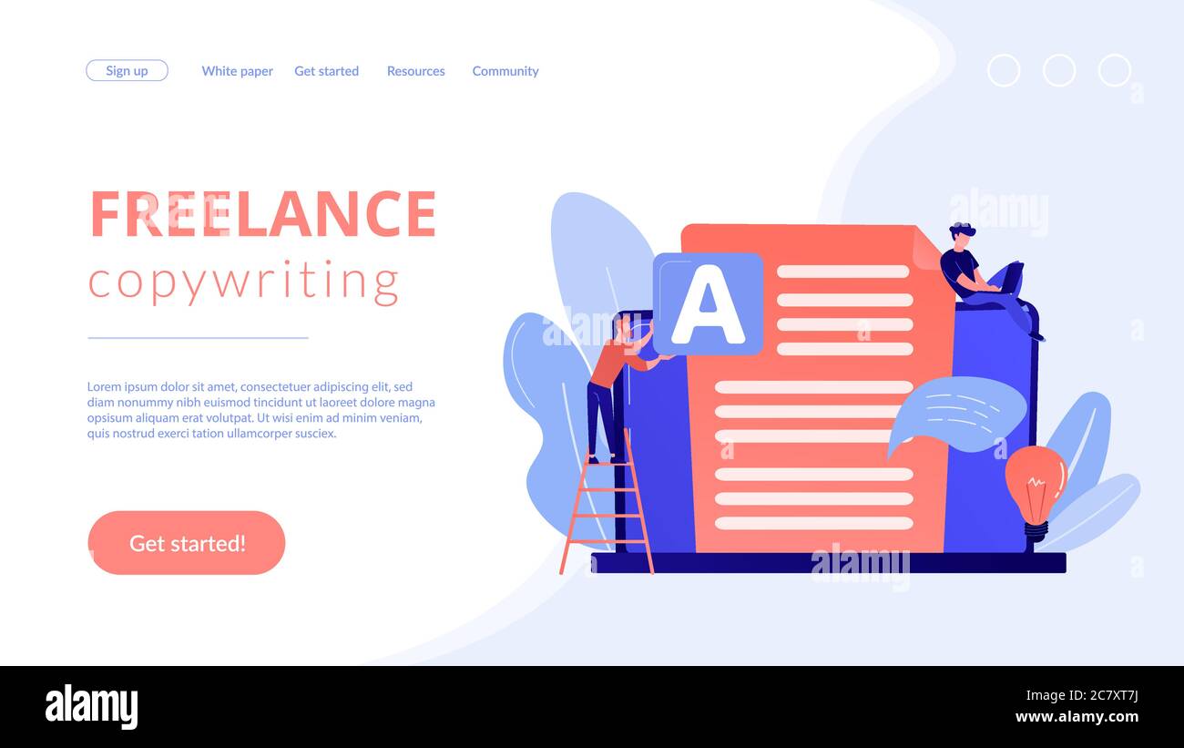 Pagina di destinazione del concetto di copywriting. Illustrazione Vettoriale