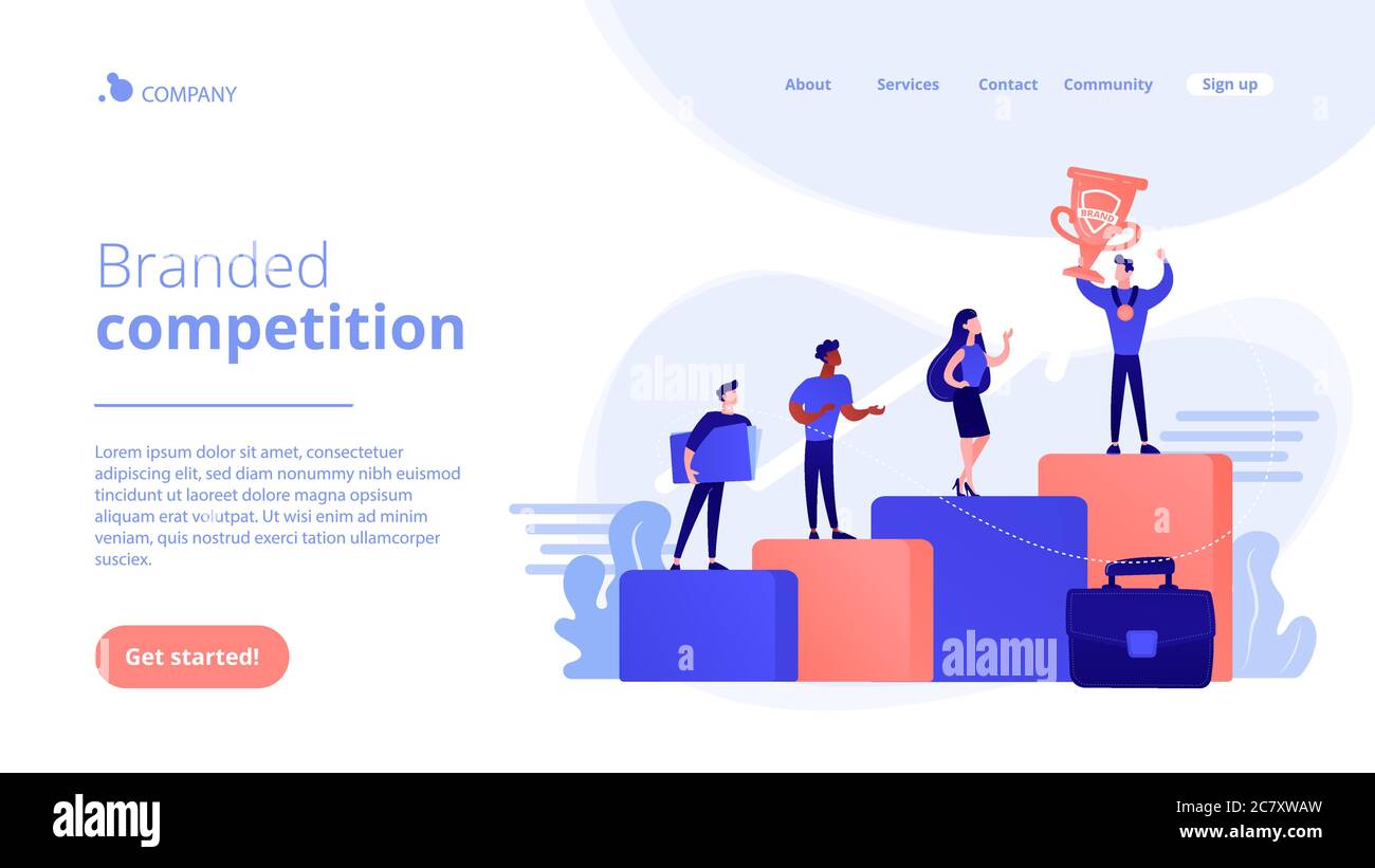 Landing page del concetto di concorrenza con marchio Illustrazione Vettoriale