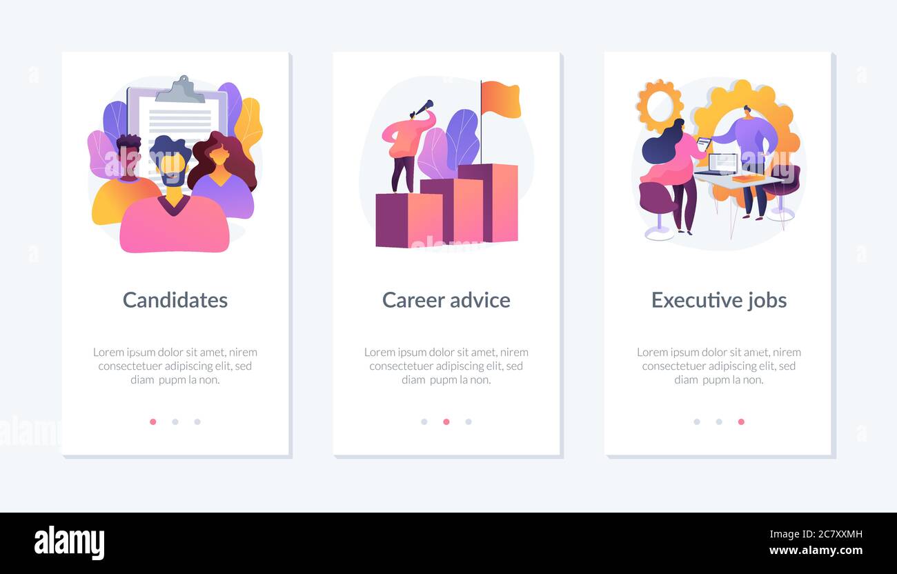 Modello di interfaccia dell'app Careers. Illustrazione Vettoriale