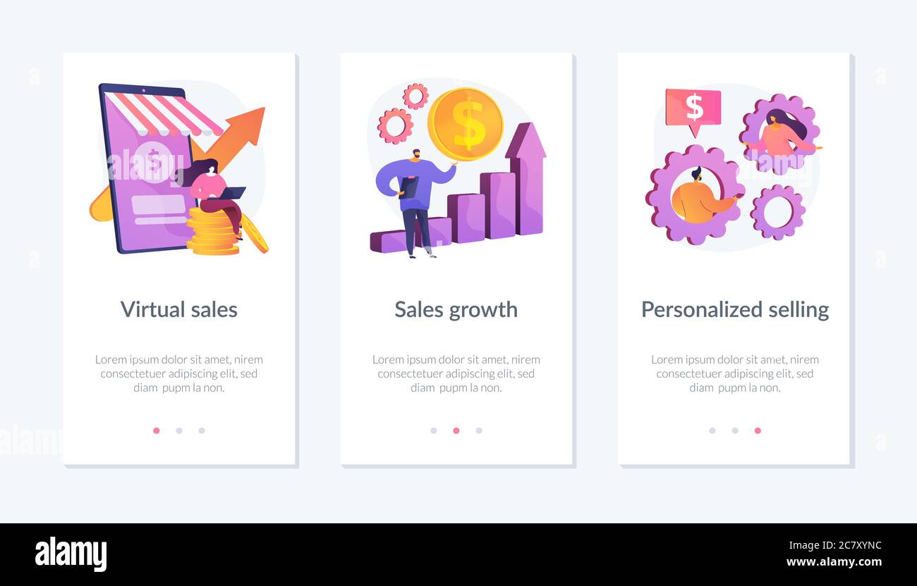 Modello di interfaccia dell'app Sales Manager. Illustrazione Vettoriale