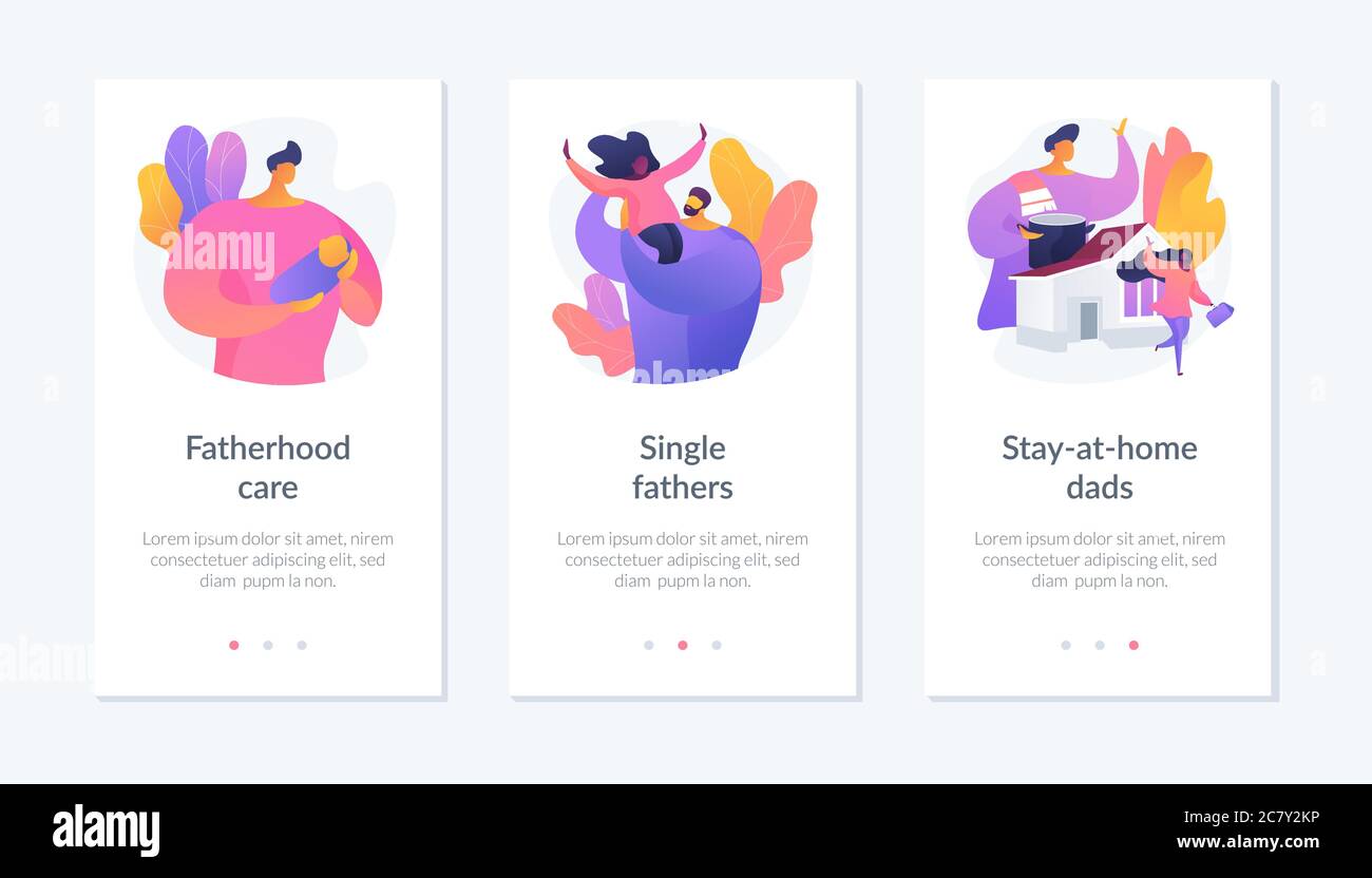 Gli uomini che prendono la paternità lasciano il kit UI dell'app mobile. Illustrazione Vettoriale