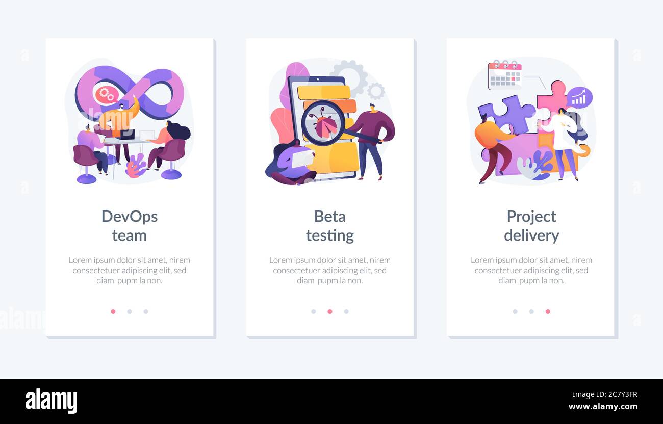 Modello di pagina Web Agile per la gestione dei progetti. Illustrazione Vettoriale