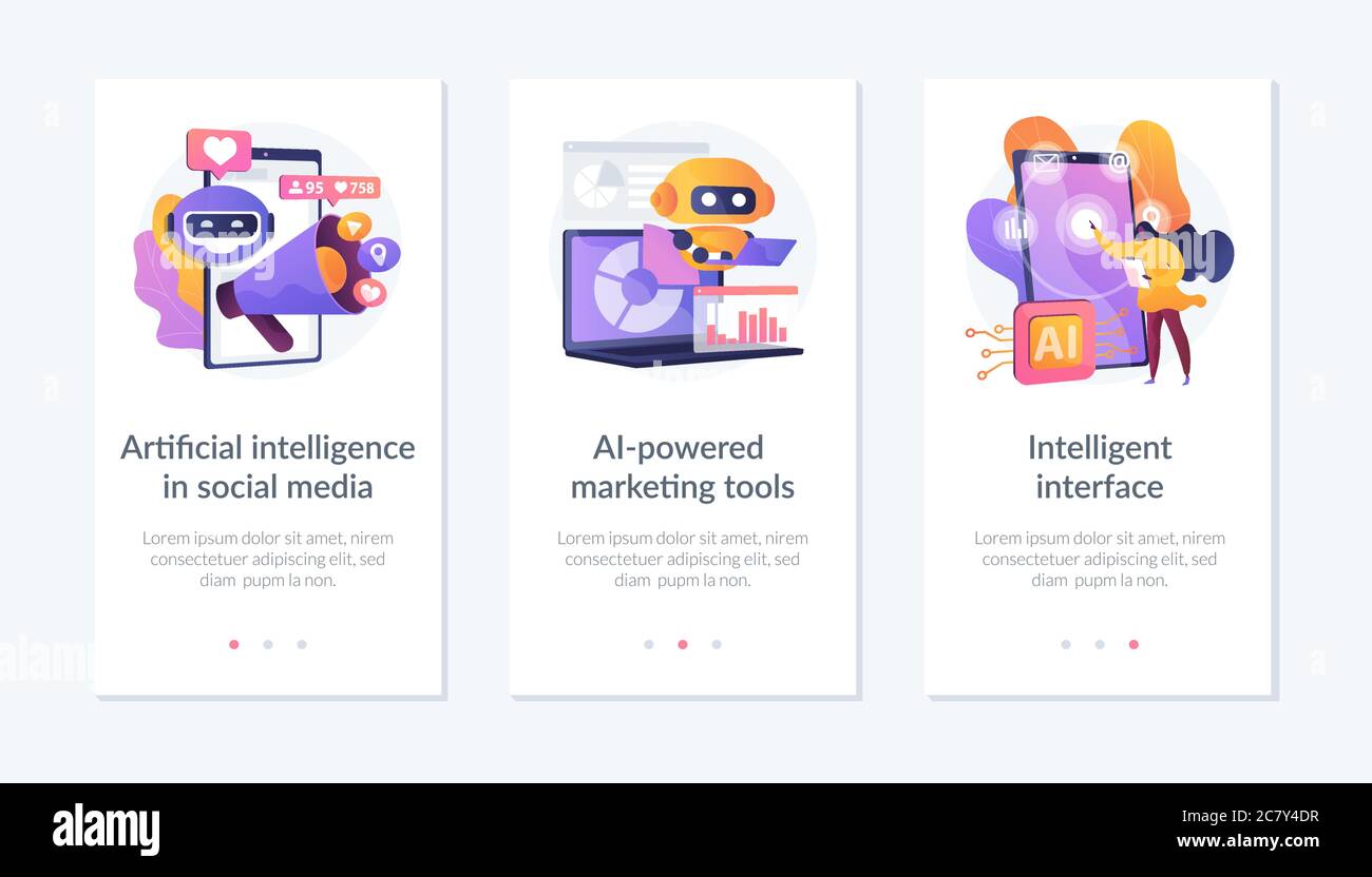 Intelligenza artificiale nel modello di interfaccia delle applicazioni aziendali. Illustrazione Vettoriale