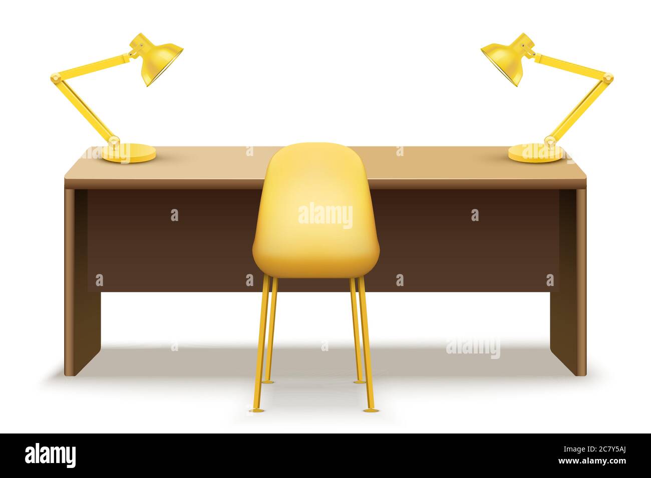 Piano da tavolo da lavoro con lampade Illustrazione Vettoriale
