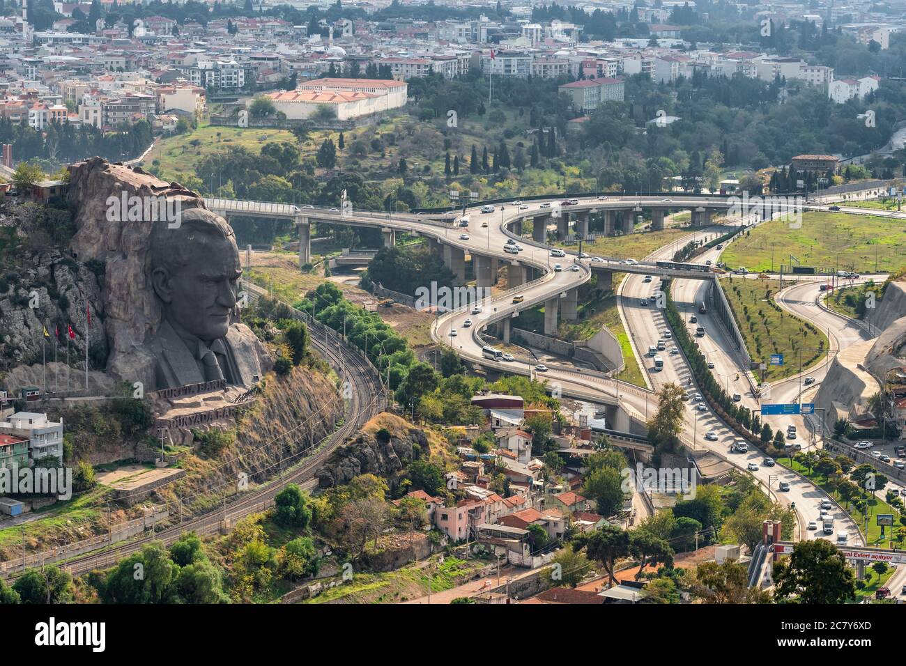 Ataturk Mask, il rilievo concreto della testa di Mustafa Kemal Ataturk a Izmir Foto Stock