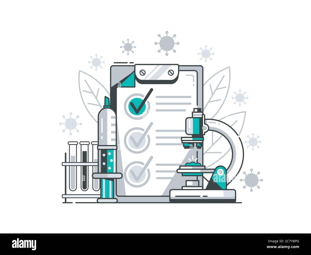 Test di laboratorio medico positivo per virus in piano Illustrazione Vettoriale