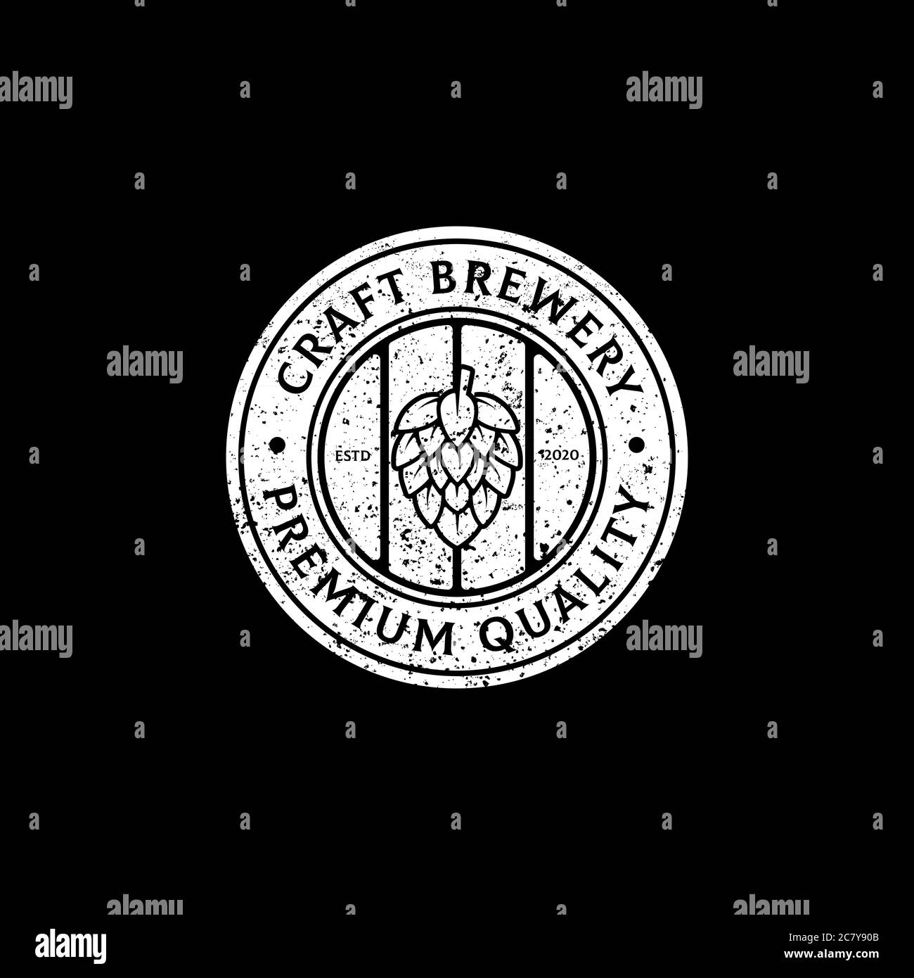 Vintage badge Craft Brewery logo design vettoriale, ideale per birreria, bar, pub, azienda di produzione marchio e identità Illustrazione Vettoriale