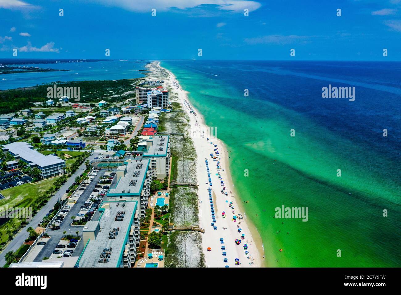 Vista aerea della spiaggia di Perdido Key in Florida Foto Stock