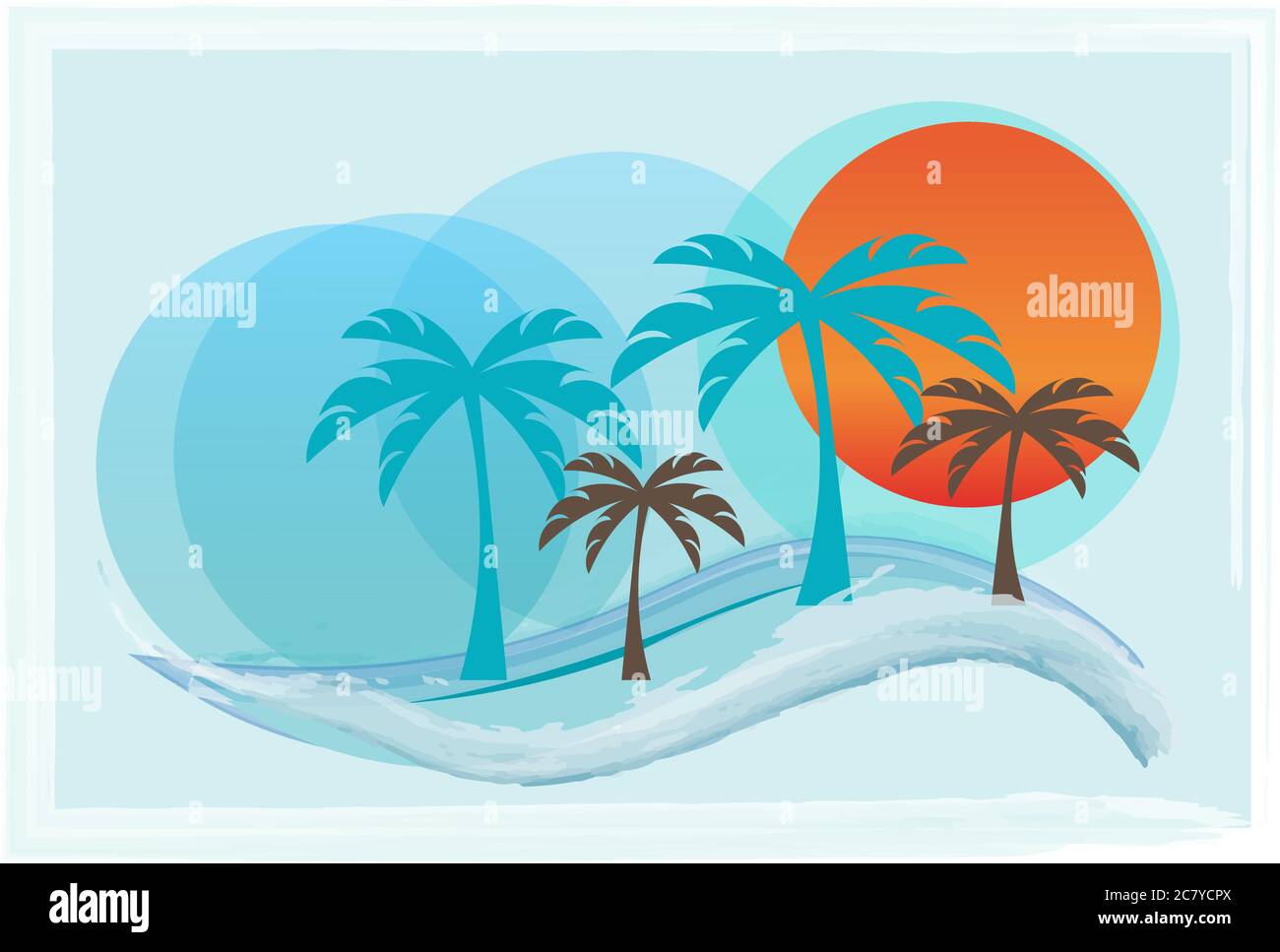 Disegno vettoriale dell'isola tropicale Illustrazione Vettoriale