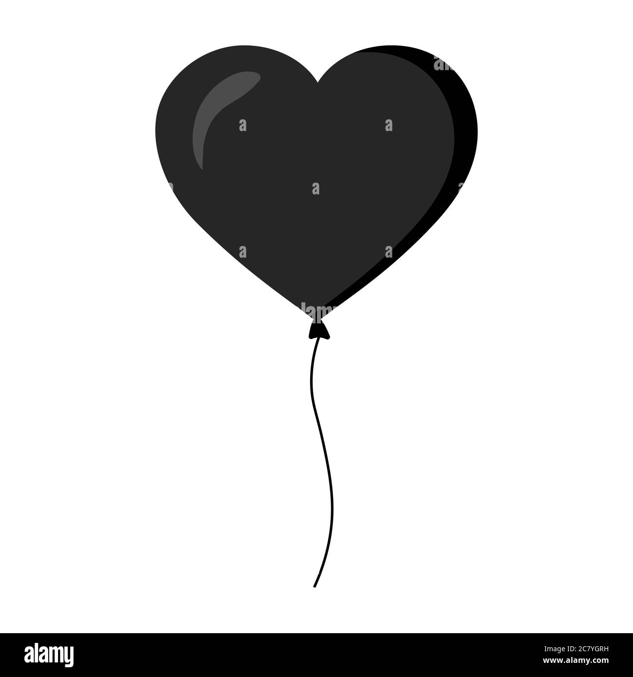 icona del palloncino a forma di cuore su sfondo bianco Illustrazione Vettoriale