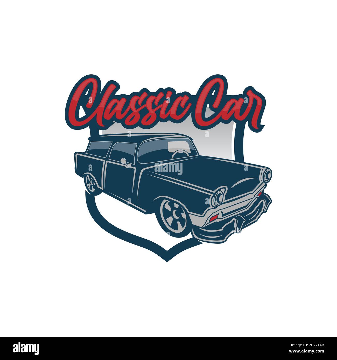 Modello di logo per auto classica, vintage o rétro. stile vintage.EPS 10 Illustrazione Vettoriale