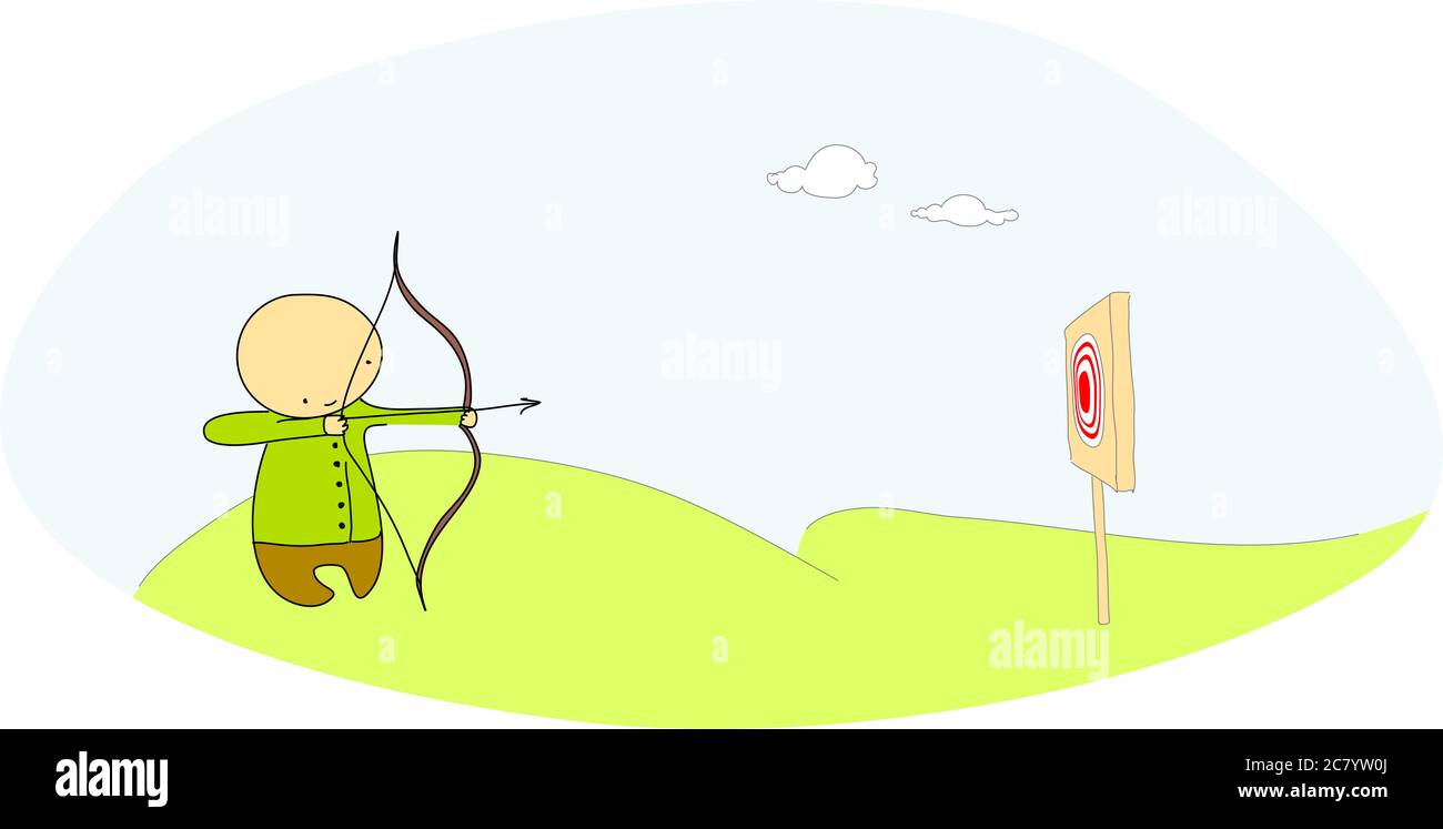 Carino doodle archer, mirando all'obiettivo. Foto Stock