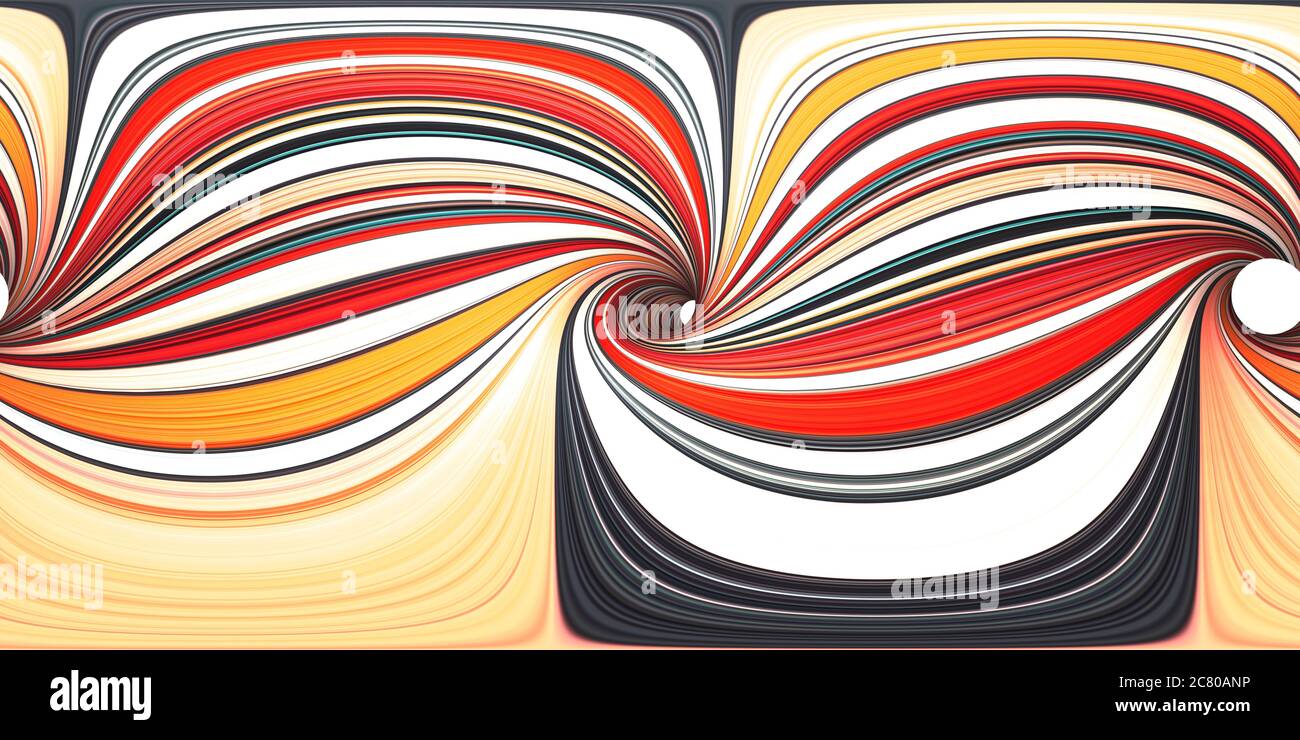 Panorama vr sferico a 360 gradi, mappa dell'ambiente senza giunture HDRI di un colorato tunnel attorcigliato astratto, rappresentazione 3d Foto Stock