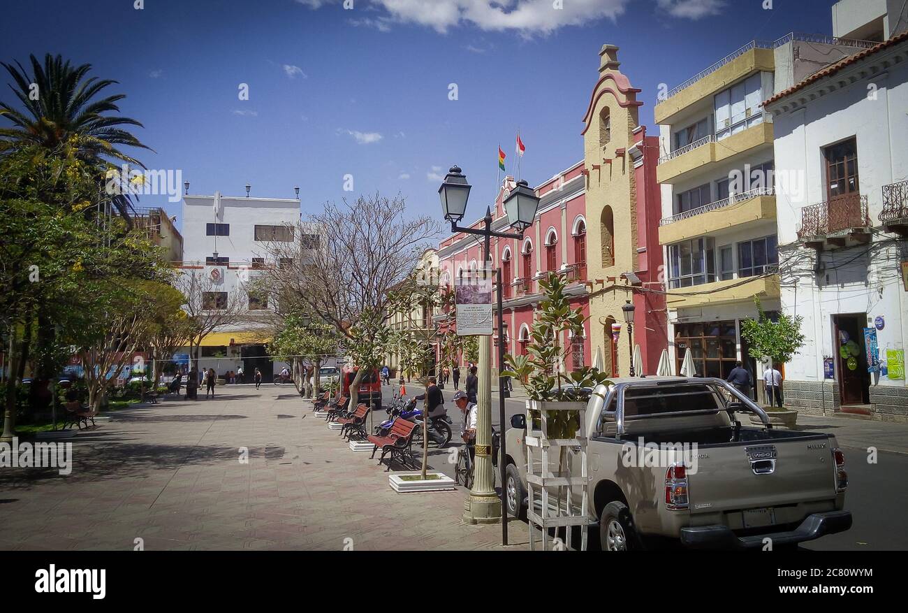 Piazza principale della città di Tarija, Bolivia Foto Stock