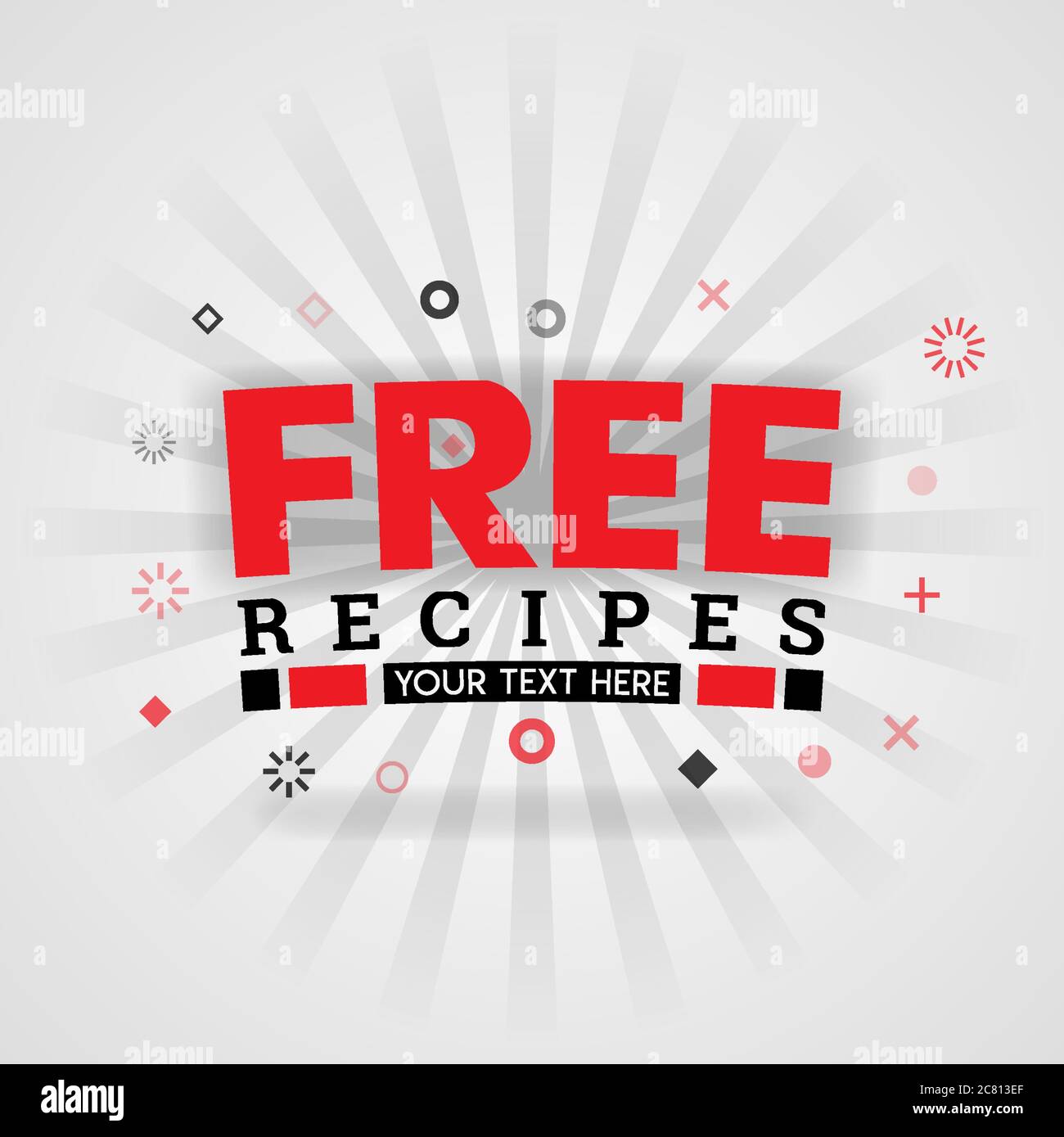 Modello per ricette gratuite di cibo libro di copertina rosso. Può essere utilizzato per poster e volantini pubblicitari alimentari, promozione post sui social media, marketing online. Cibo i Illustrazione Vettoriale