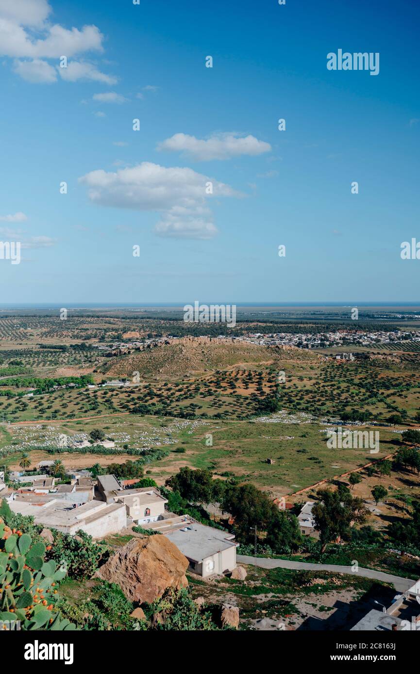 L'antico villaggio di Takrouna a Sahel, Tunisia. Foto Stock