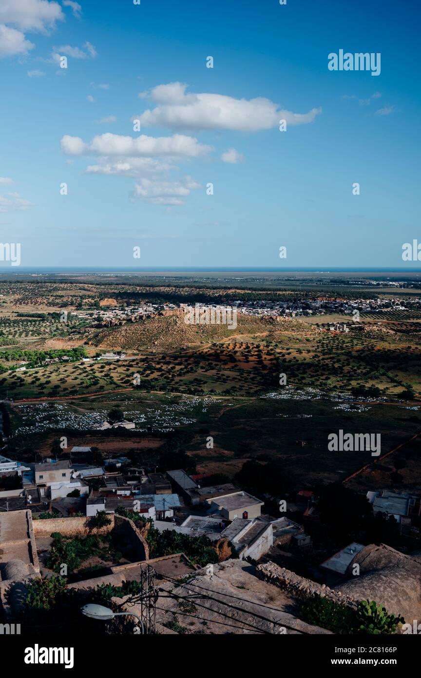 L'antico villaggio di Takrouna a Sahel, Tunisia. Foto Stock