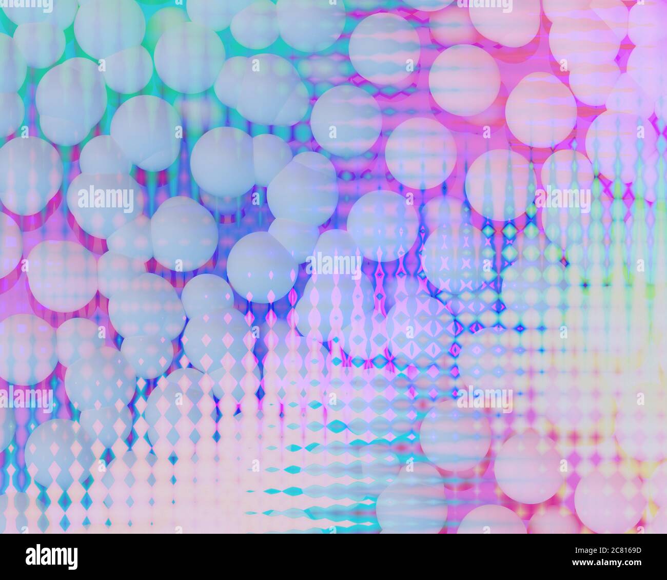 sfondo molecolare luminoso multicolore con sfere. rendering 3d Foto Stock