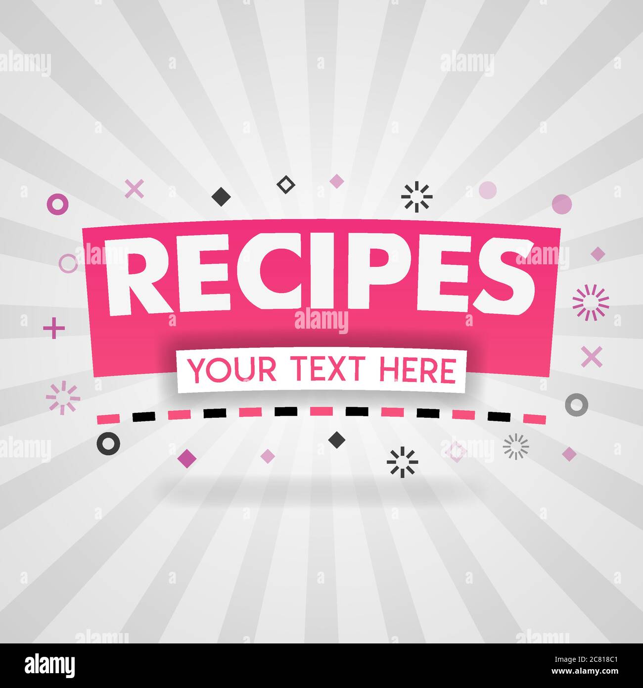 Logo rosa per i siti web ricette. Per i siti web ricette, blog cibo, oggi ricette, acquistare cibo app mobile, libro ricette gratis, economici libri culinari, libro di cucina Illustrazione Vettoriale