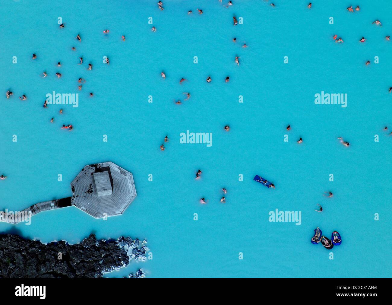 Vista aerea della piscina geotermica in Islanda Foto Stock