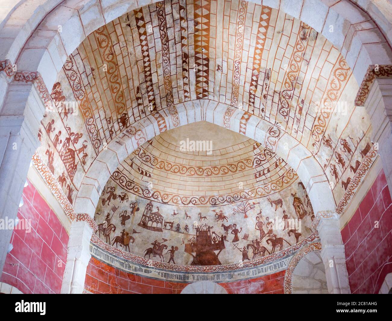 Pinturas medievales de la Iglesia de la Asunción de Nuestra Señora. Alaitza. Álava. País Vasco. España Foto Stock