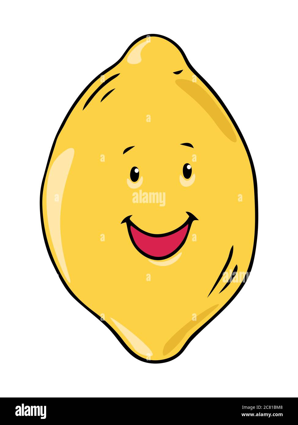 Illustrazione vettoriale sorridente disegnata a mano con un contorno nero colorato. Cartone animato verdure e frutta concetto di carattere. Foto Stock