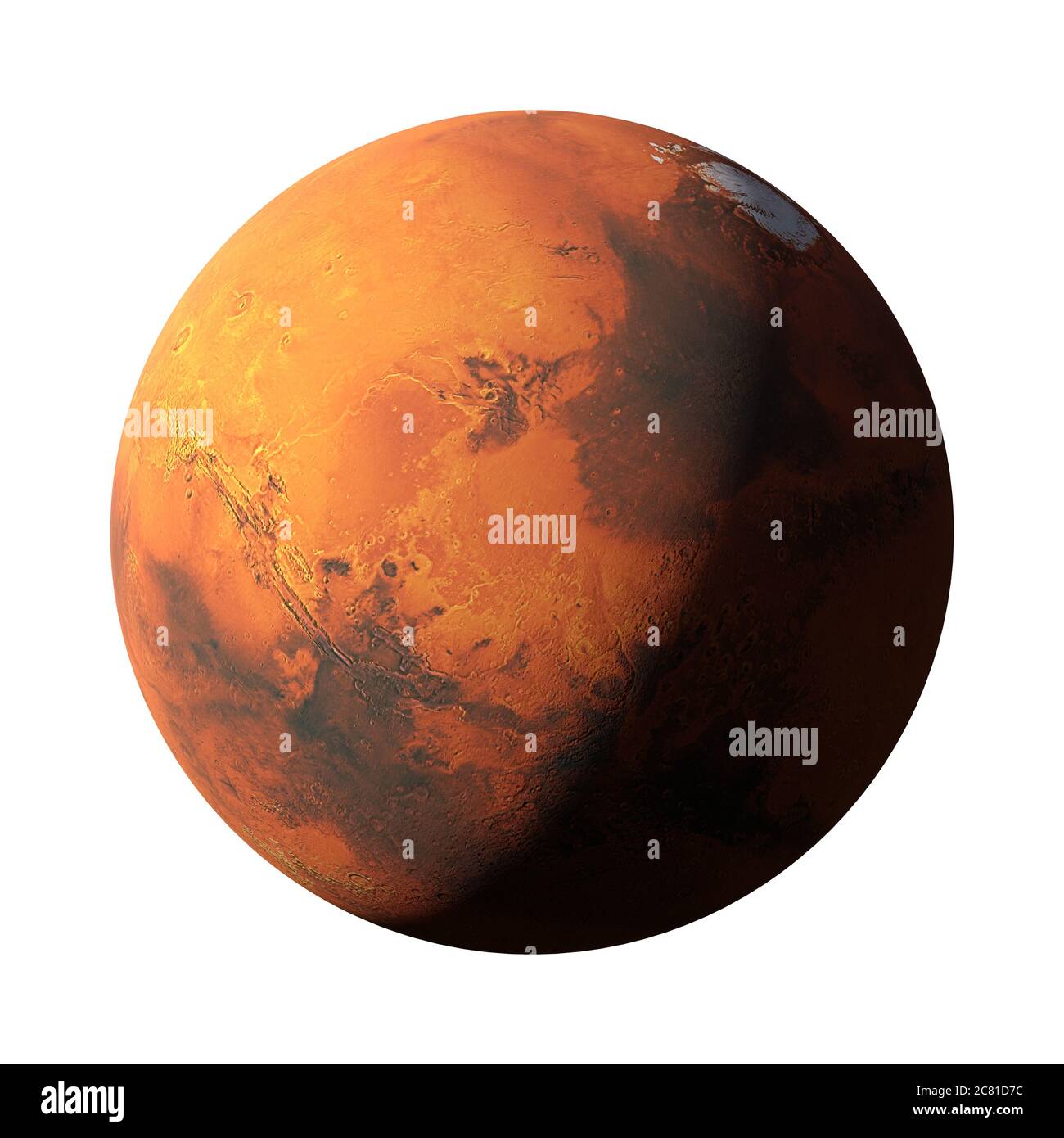 Pianeta Marte isolato su sfondo bianco Foto Stock