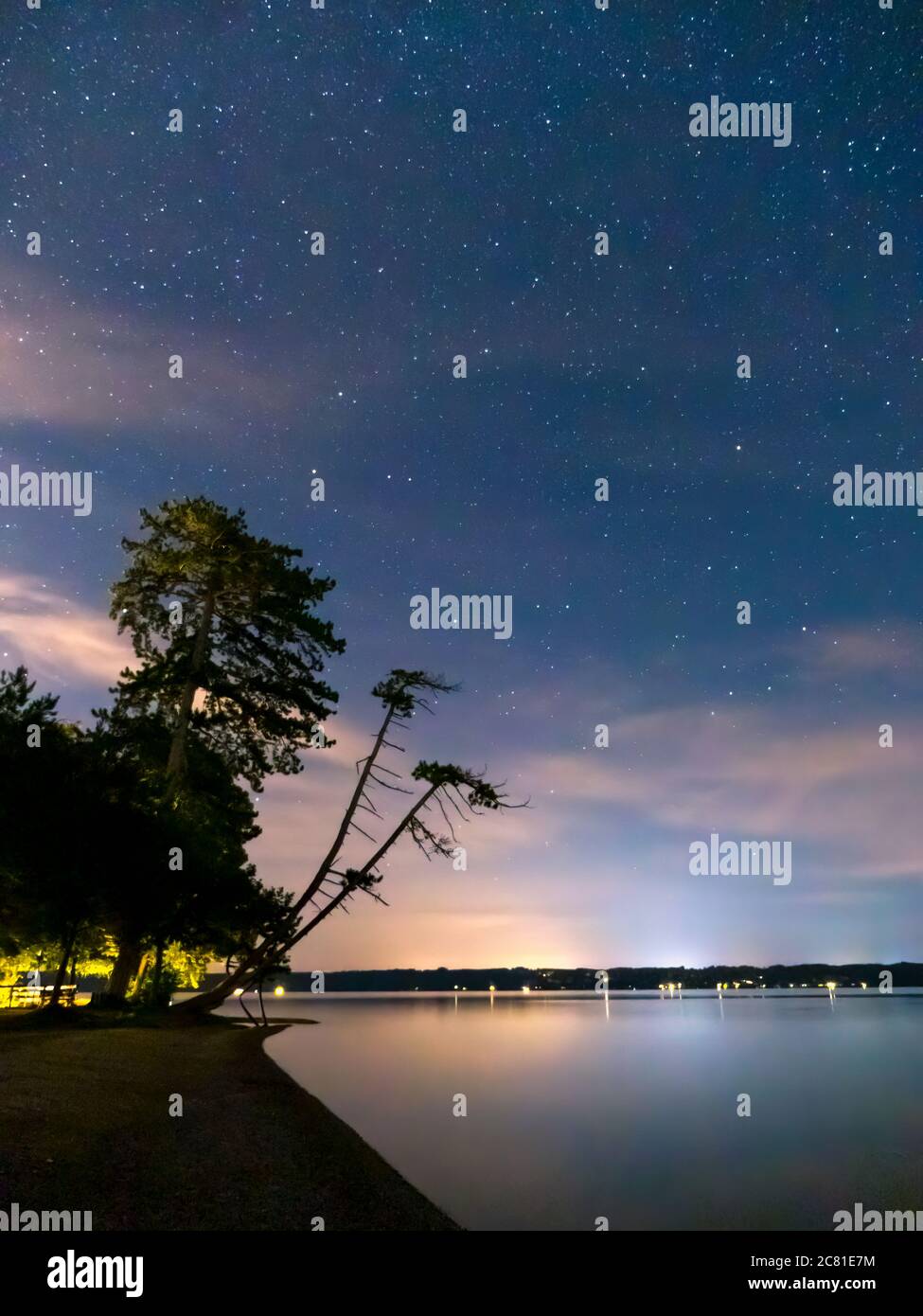 Cielo stellato sul lago Starnberg, Baviera, Germania, Europa Foto Stock