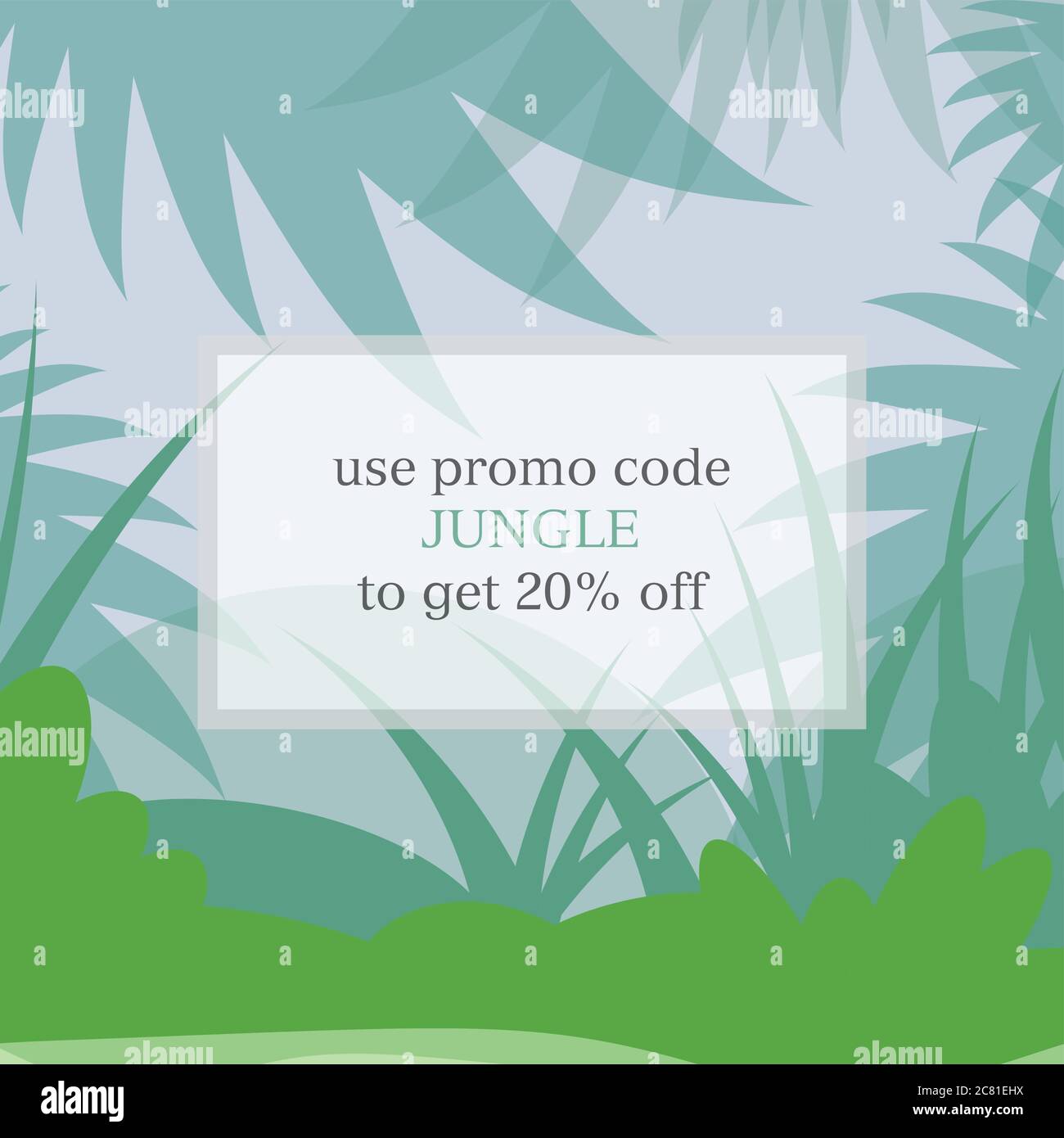 modello voucher codice promozionale square jungle per l'illustrazione vettoriale di webiste Illustrazione Vettoriale