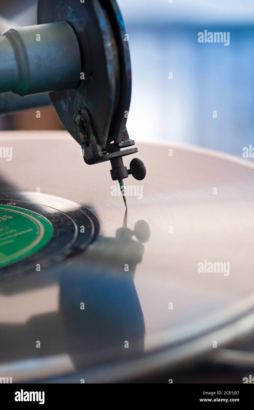 Gramophone vintage, ago di raccolta Foto Stock
