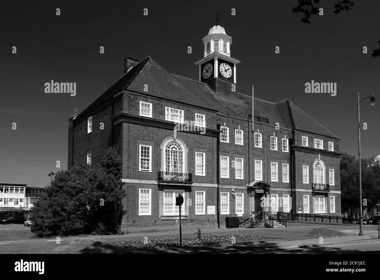 Letchworth Town Hall, Broadway giardini, Letchworth Garden City Hertfordshire, Inghilterra, Regno Unito Foto Stock