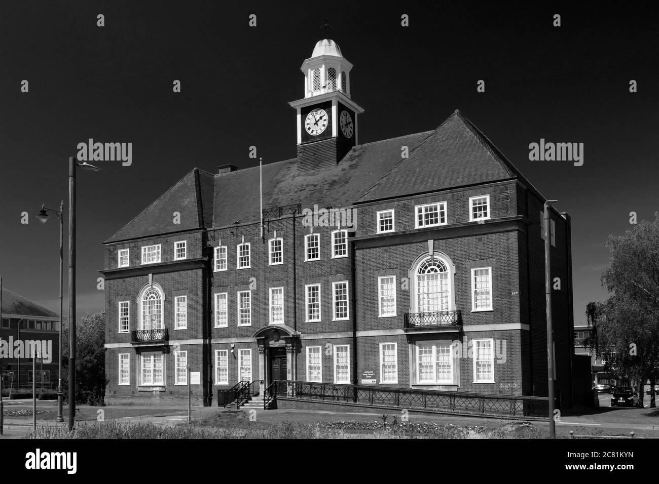 Letchworth Town Hall, Broadway giardini, Letchworth Garden City Hertfordshire, Inghilterra, Regno Unito Foto Stock