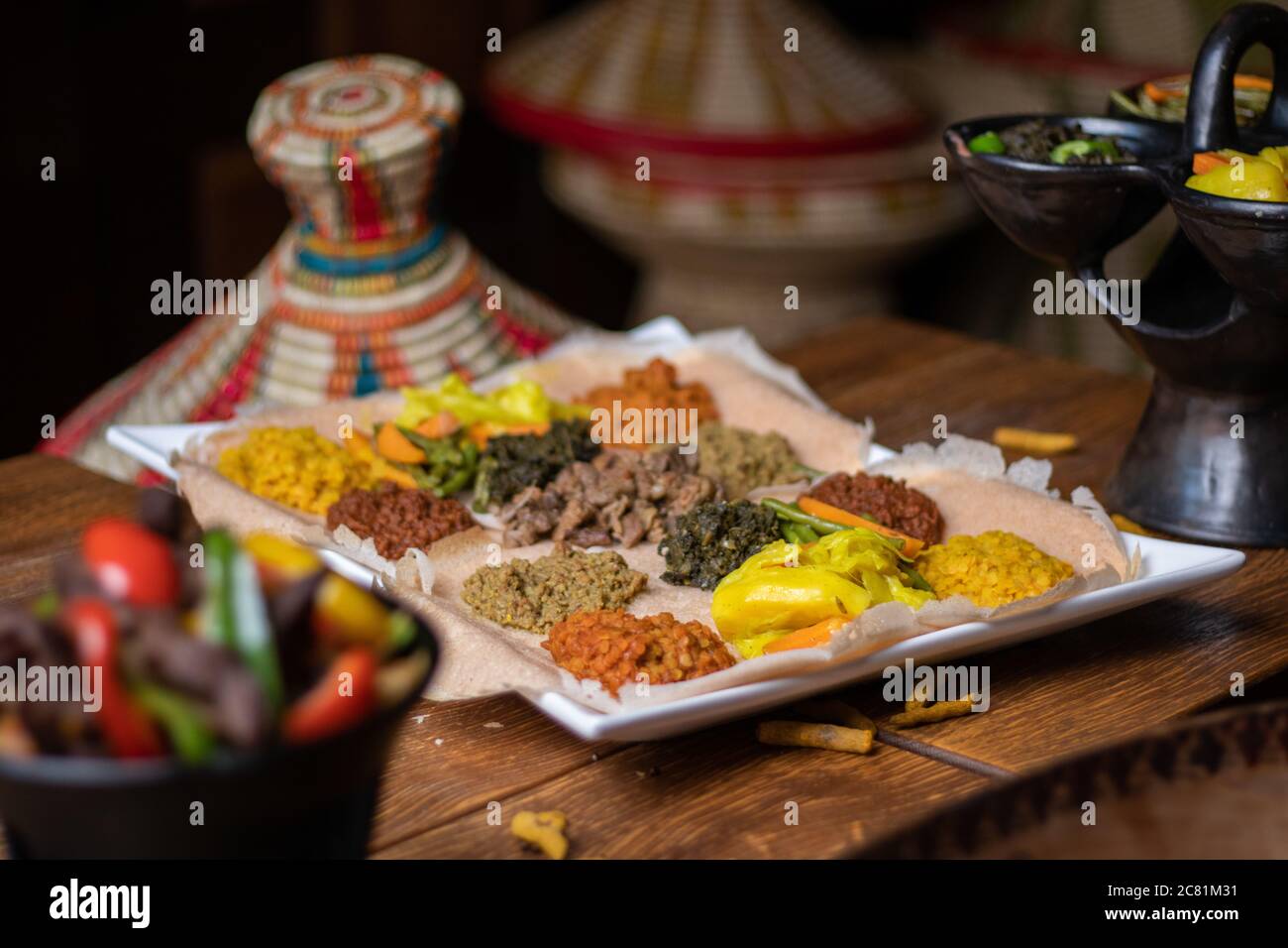 Etiope tradizionale, famoso e delizioso injera flatbread Foto Stock