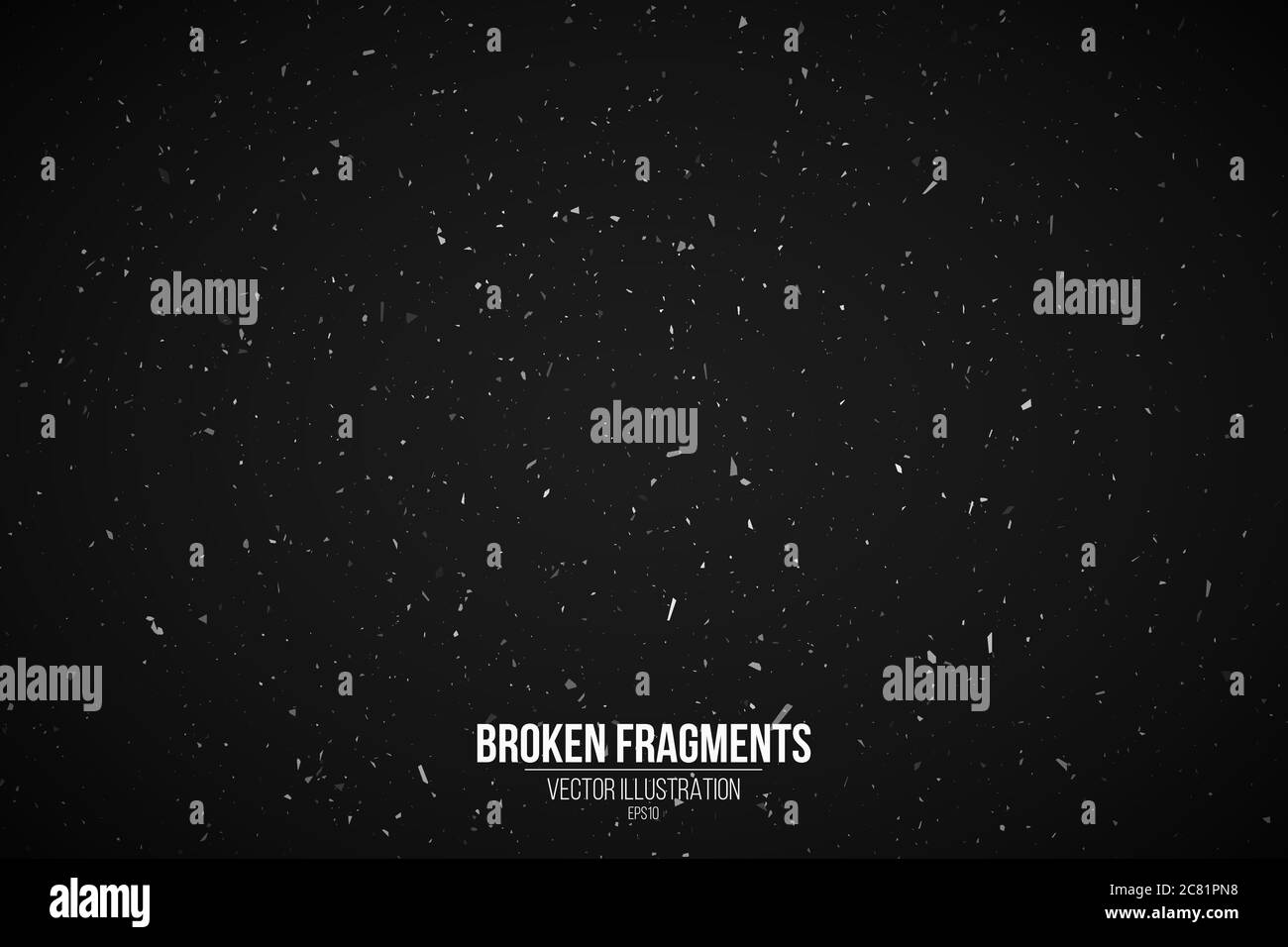 Effetto grunge su sfondo nero per il tuo design. Sfondo splash. Particelle bianche e frammenti. Sfondo retro. Illustrazione vettoriale. EPS 1 Illustrazione Vettoriale