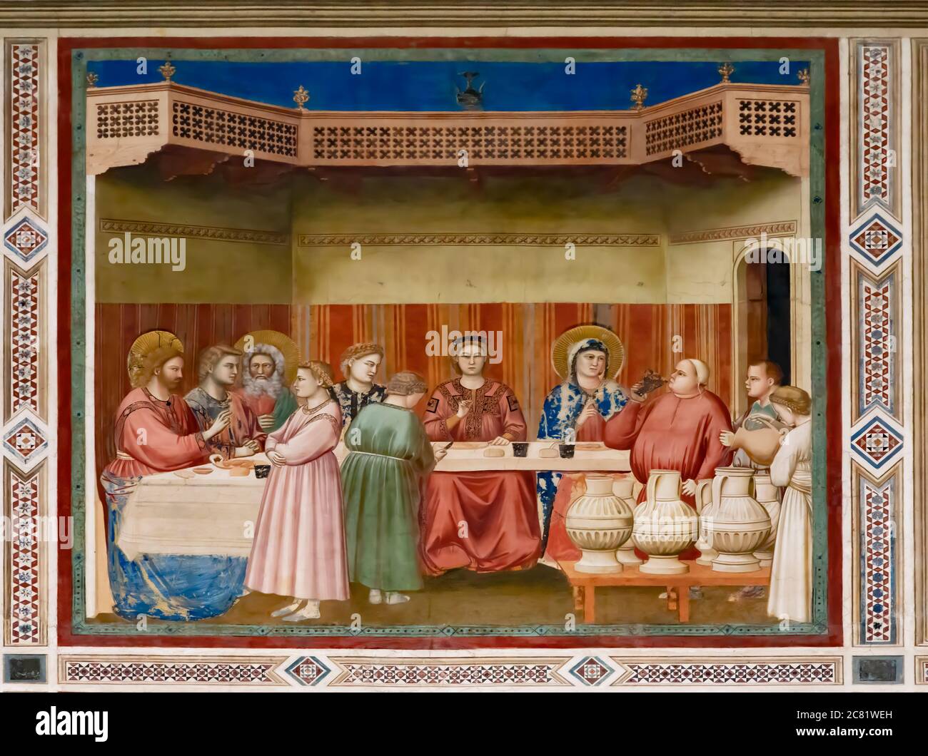 Matrimonio a Cana di Giotto nella Cappella degli Scrovegni Foto Stock