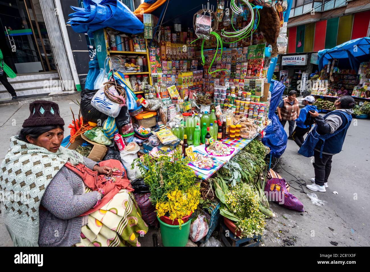 Mercado de Brujas (mercato delle streghe); la Paz, la Paz, Bolivia Foto Stock