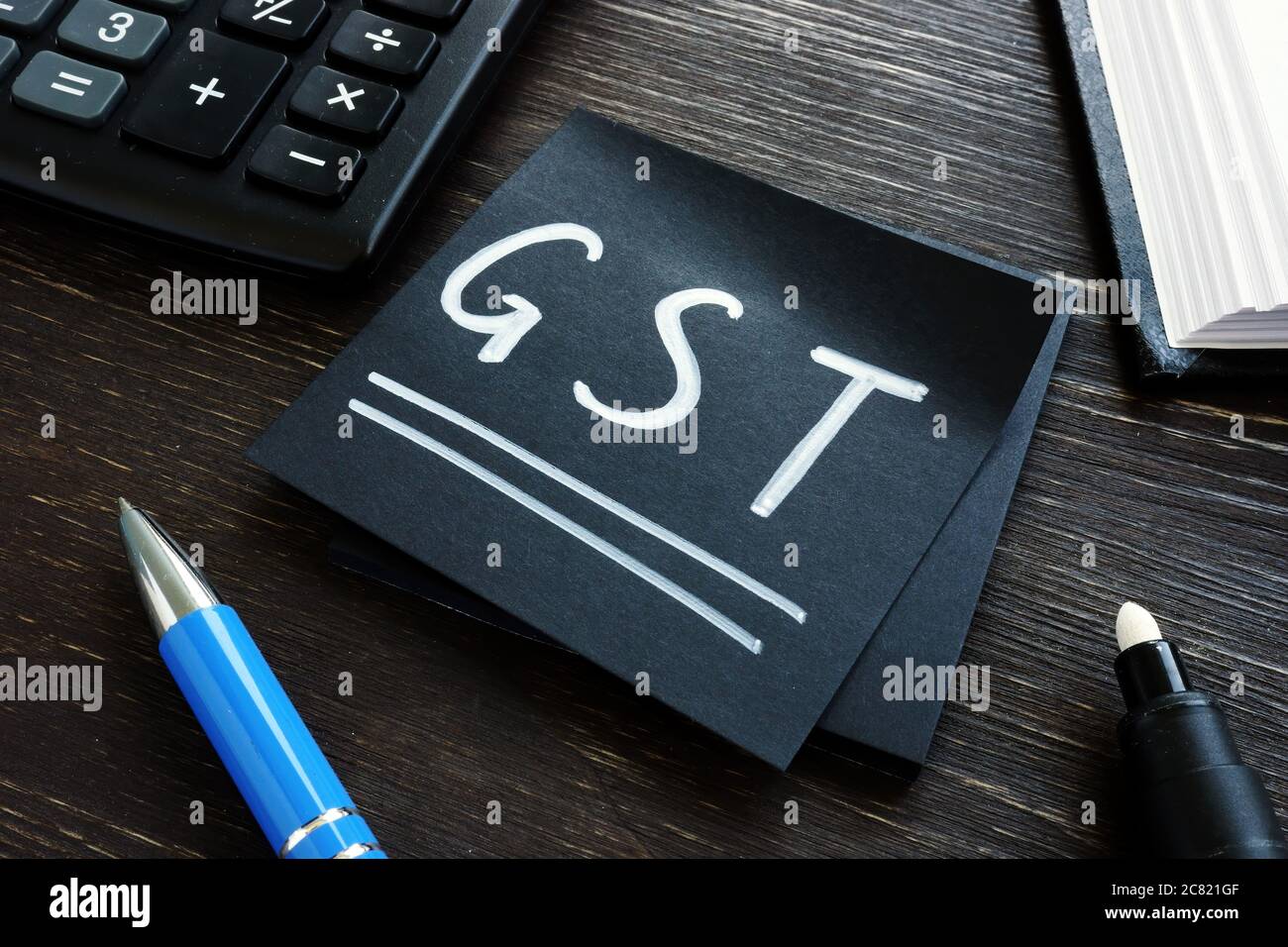 Nota per il pagamento dell'imposta GST su beni e servizi. Foto Stock