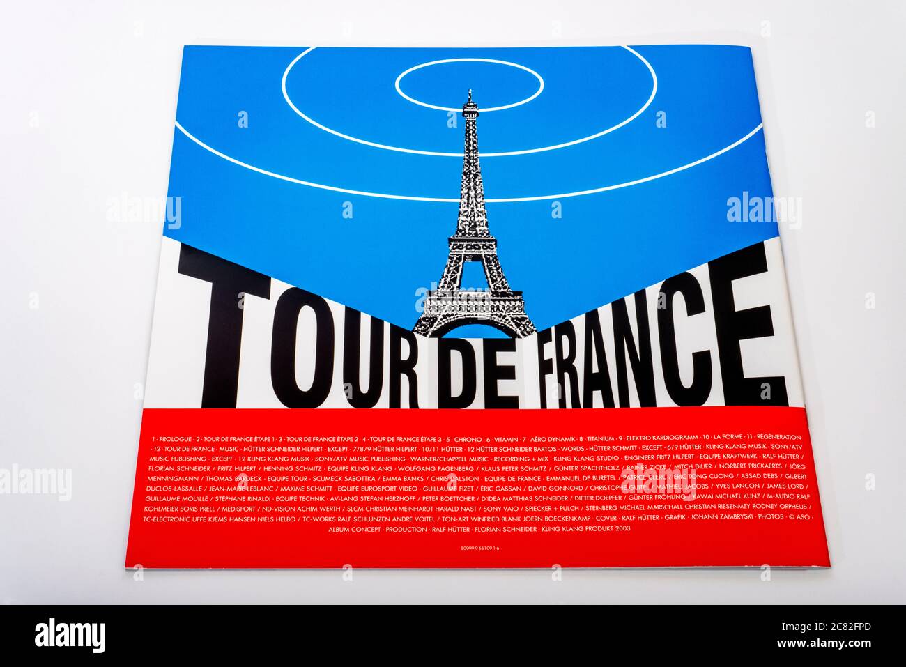 Opuscolo promozionale dell'album Kraftwerk Tour De France con il set CD del catalogo Foto Stock