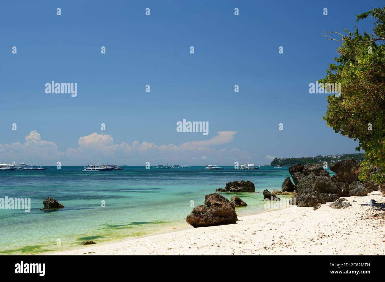 Rocce a White Beach. Boracay. Visayas Occidentale. Filippine Foto Stock