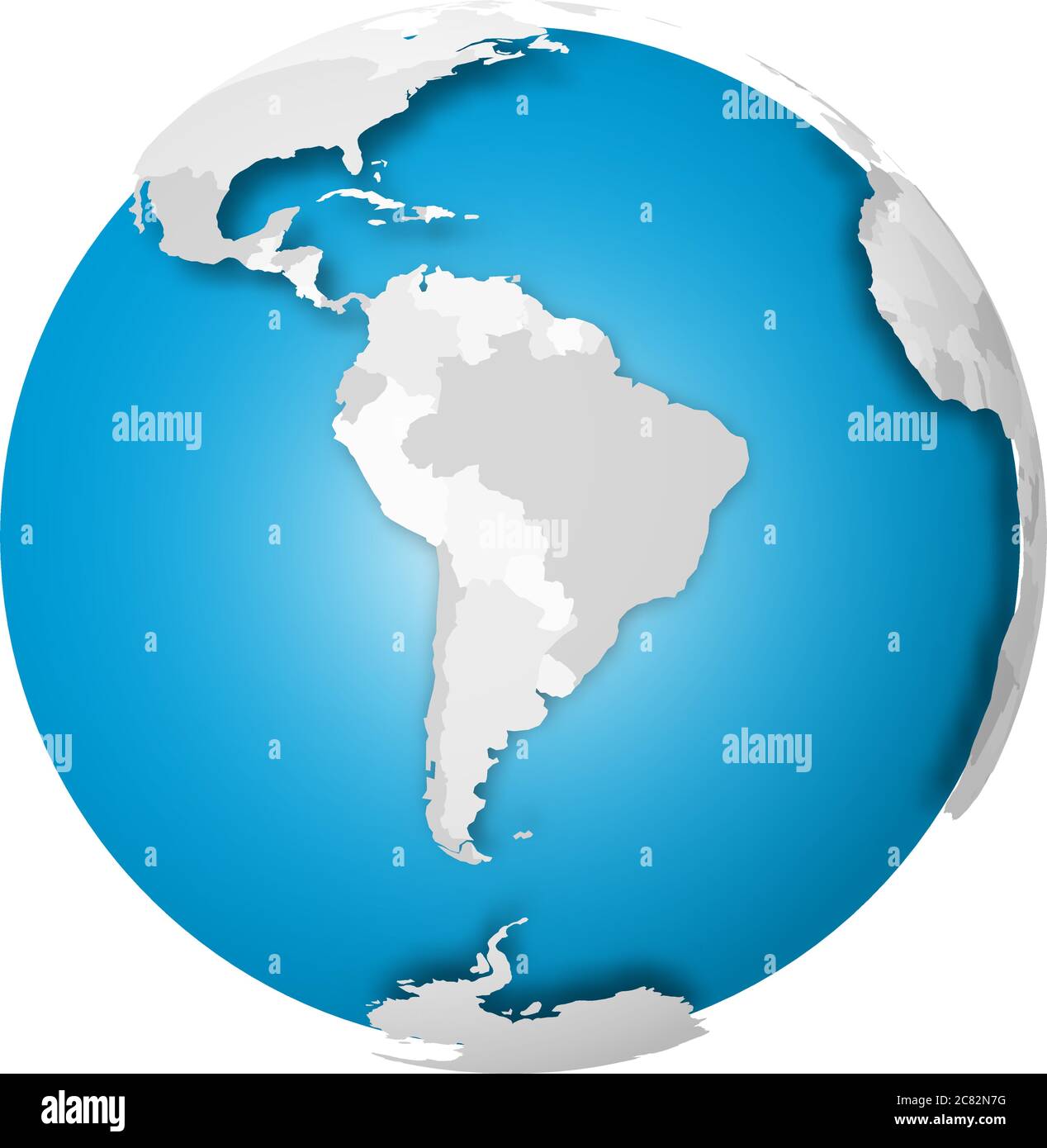 Globo terrestre. Mappa del mondo 3D con mappa politica grigia dei paesi che  scavano ombre su blu e oceani. Illustrazione vettoriale Immagine e  Vettoriale - Alamy