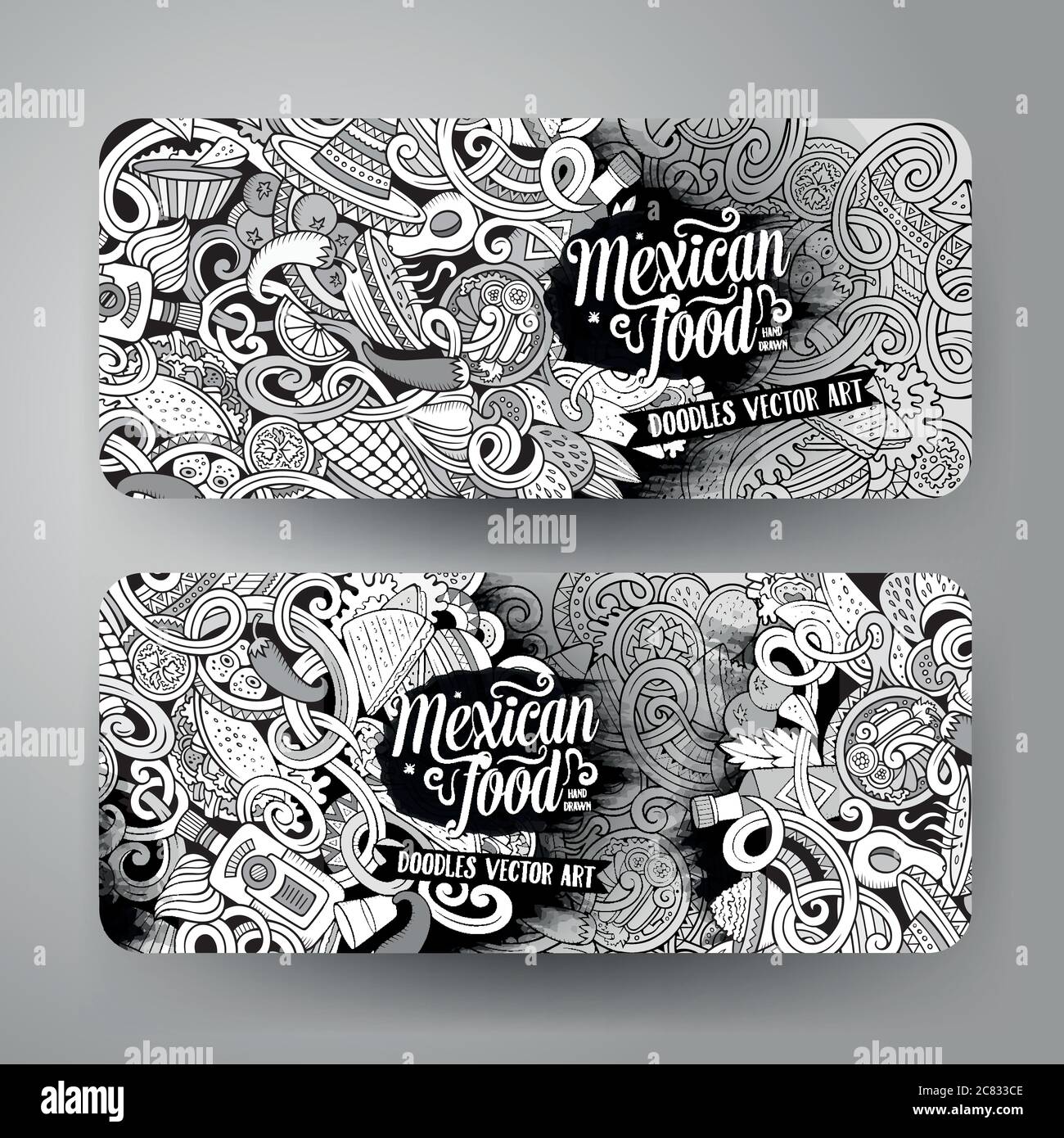 Cartoon cibo messicano doodles banner Illustrazione Vettoriale