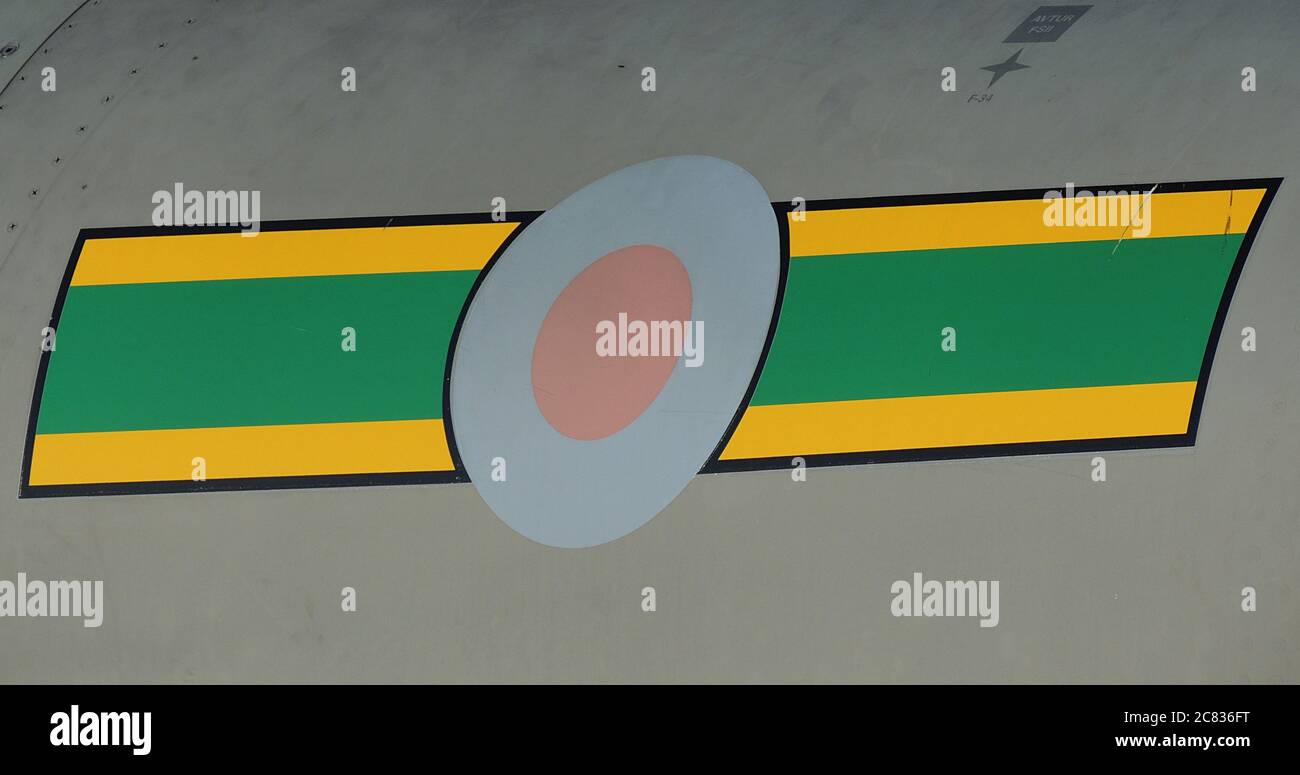 Il roofel e le insegne di 3 Squadron, Royal Air Force, trasportavano la ZJ936, un Eurofighter Typhoon FGR4, Foto Stock