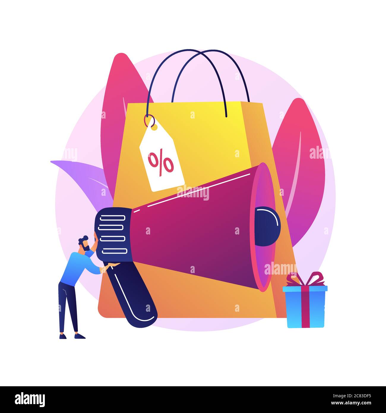 Metafora del concetto di vettore di promozione commerciale Illustrazione Vettoriale