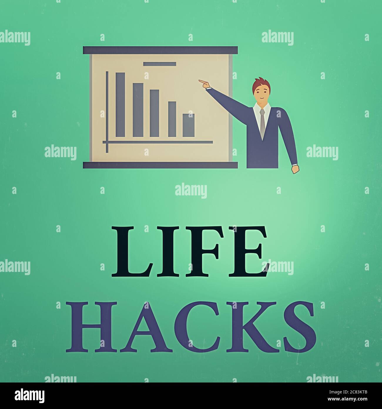 Scrittura concettuale a mano che mostra Life Hacks. Concetto che significa strategia o tecnica adottata per gestire le attività in modo efficiente Man in Business Suit Pointi Foto Stock