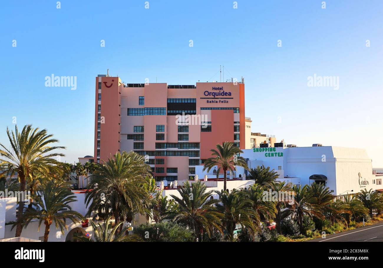 Bahia Feliz,Gran Canaria,02.03.2019 l'edificio dell'hotel Orquidea. Si tratta di un hotel TUI Family Life, che significa club per bambini e spettacoli per bambini. Foto Stock